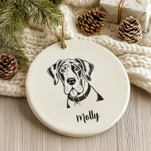 Personalized Great Dane Dog Christmas Ceramic Ornament