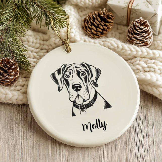 Personalized Great Dane Dog Christmas Ceramic Ornament (Creator Uploaded)