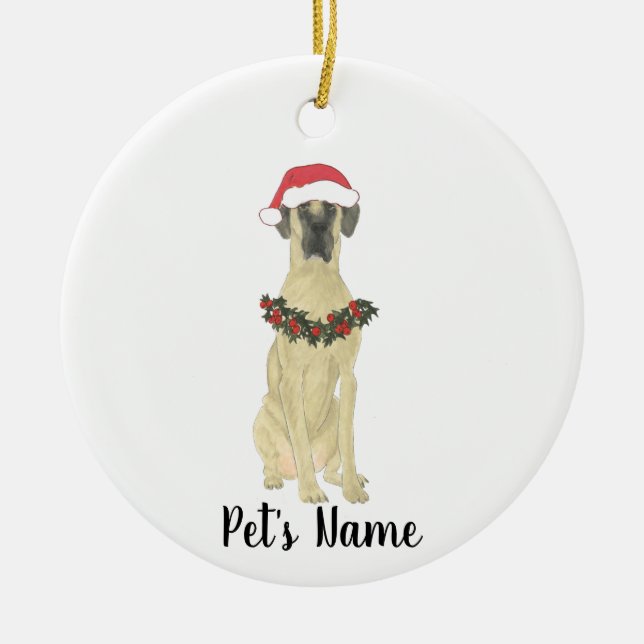 Personalized Great Dane (Fawn) Ceramic Ornament (Front)