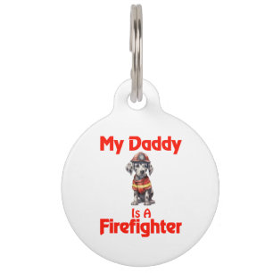 Personalized Great Dane My Daddy Is A Firefighter Pet ID Tag