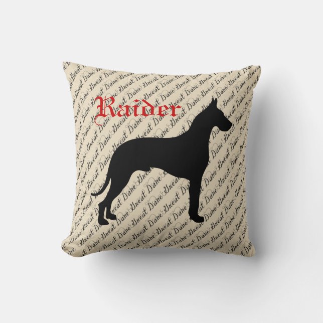 Personalized Great Dane Throw Pillow (Front)