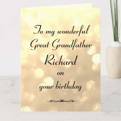 Personalized Great Grandfather Birthday Card