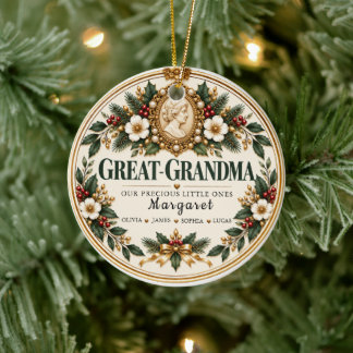 Personalized Great-Grandma Christmas Keepsake Ceramic Ornament