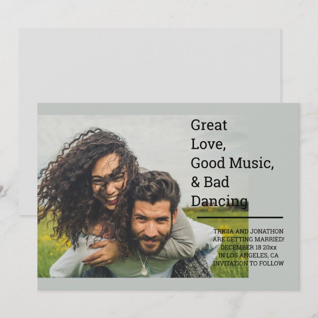 Personalized Great Love, Good Music, & Bad Dancing Save The Date (Front/Back)