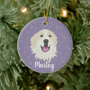 Personalized Great Pyrenees Badger Markings Ceramic Ornament