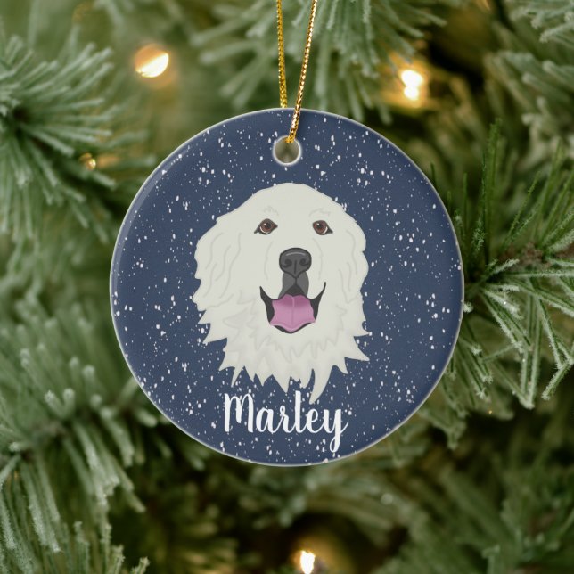 Personalized Great Pyrenees  Ceramic Ornament (Tree)