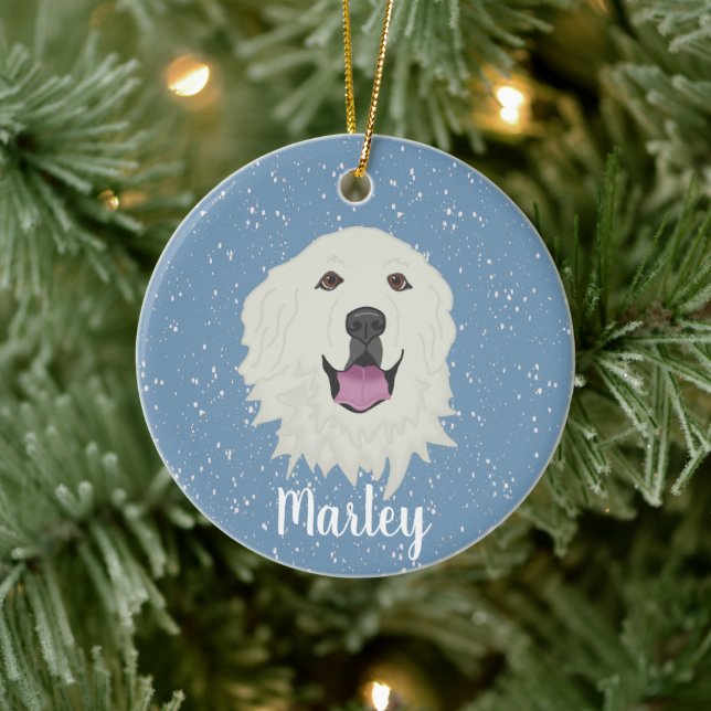 Personalized Great Pyrenees  Ceramic Ornament (Tree)