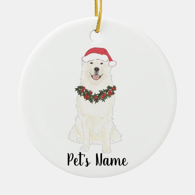 Personalized Great Pyrenees Ceramic Ornament (Front)