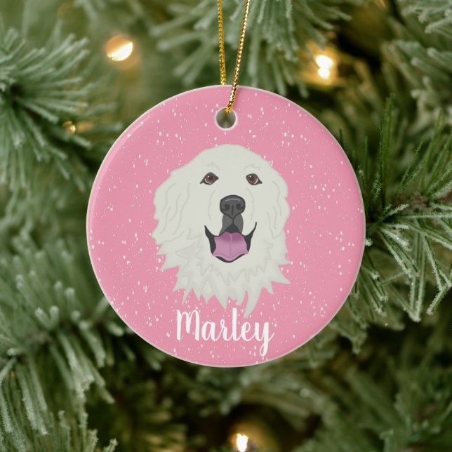 Personalized Great Pyrenees  Ceramic Ornament (Tree)