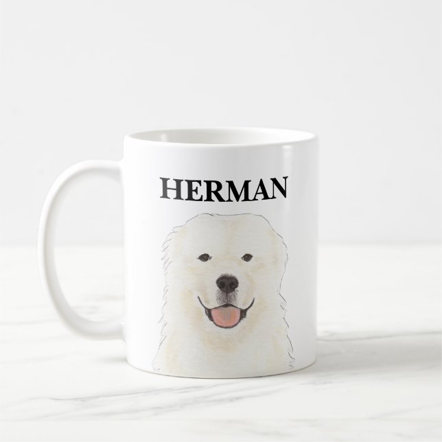 Personalized Great Pyrenees Dog Coffee Mug (Left)