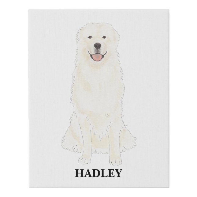 Personalized Great Pyrenees Dog Faux Canvas Print (Front)