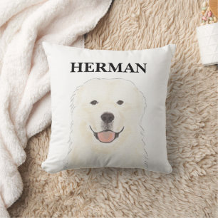 Personalized Great Pyrenees Dog Reversible Throw Pillow