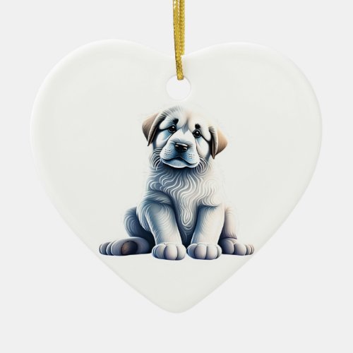 Personalized Great Pyrenees Puppy Ceramic Ornament