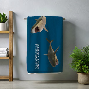 Personalized Great White Shark Beach Towel