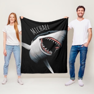 Personalized Great White Shark fleece blanket