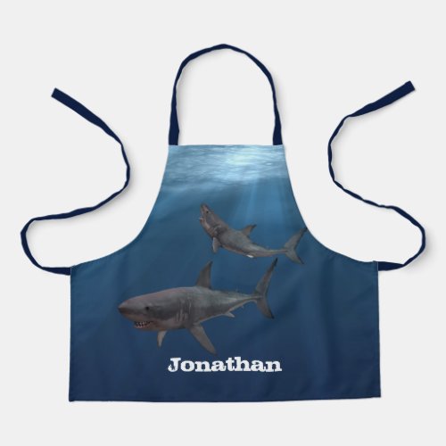 Personalized Great White Shark Ocean Apron