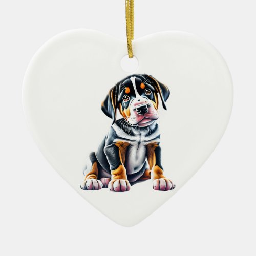 Personalized Greater Swiss Mountain Dog Puppy Ceramic Ornament