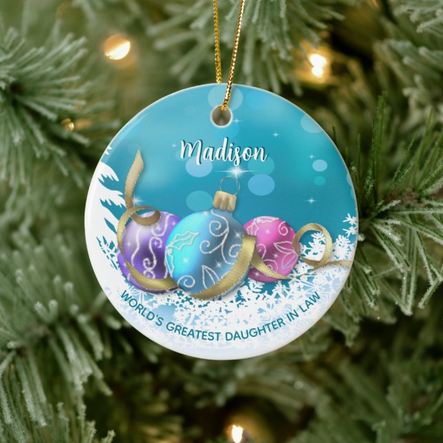 Personalized Greatest Daughter In Law Christmas   Ceramic Ornament (Tree)