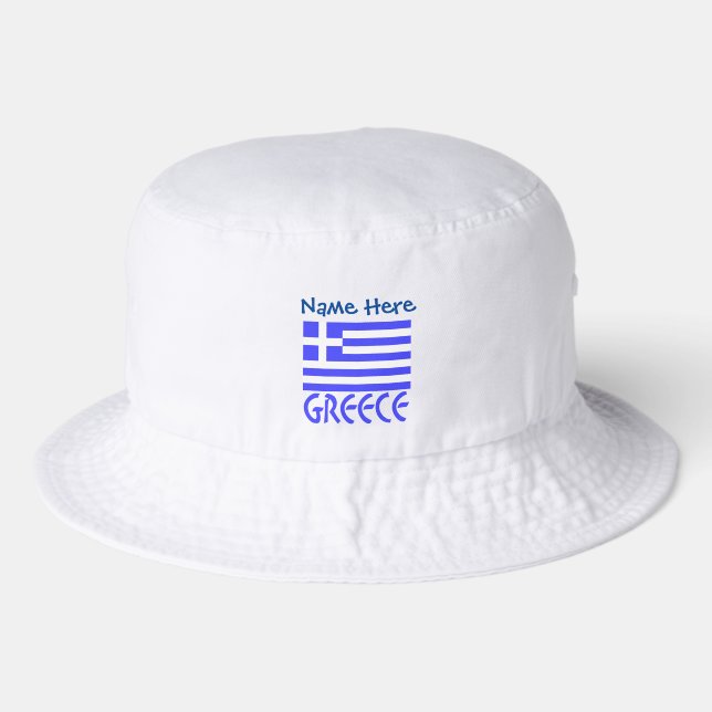 Personalized Greece Flag Bucket Hat (Front)