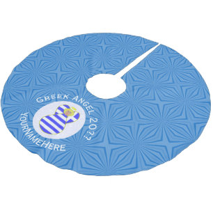 Personalized Greek Blond Angel Hanukkah Flag Brushed Polyester Tree Skirt