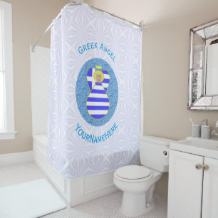 Personalized Greek Blonde Angel Flag Shower Curtain