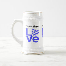 Personalized Greek Flag Heart Blue LOVE