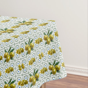 Personalized Greek Tiled Olives Tablecloth