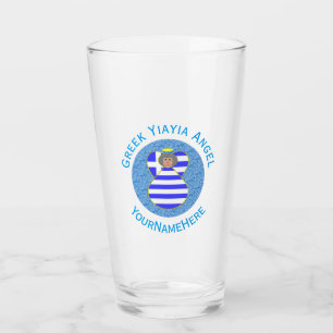 Personalized Greek Yiayia Angel Flag Glass