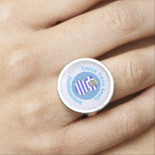 Personalized Greek Yiayia Angel Flag Ring