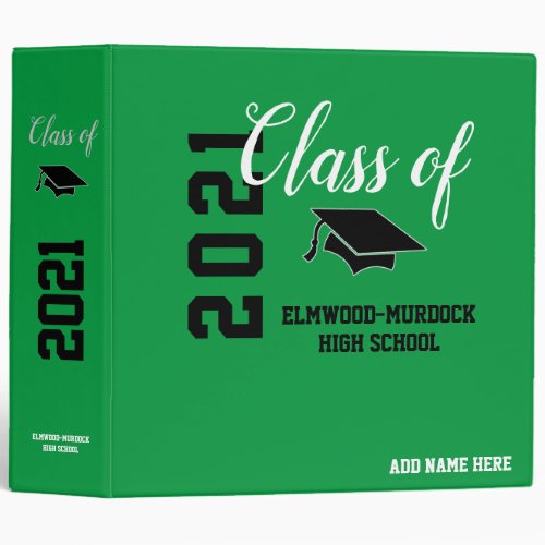 Personalized Green Album  Senior Class 2021 3 Ring Binder