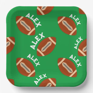 Personalized Green American Football Custom Paper Plates
