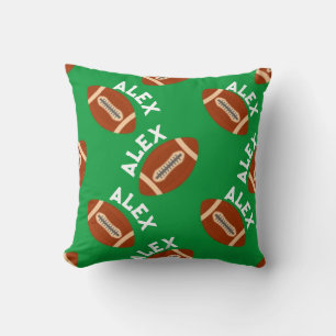 Personalized Green American Football Custom Throw Pillow