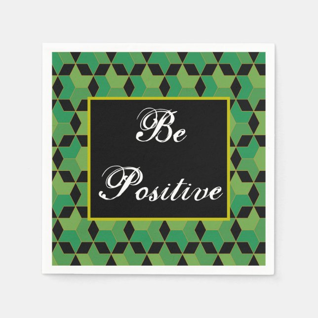 personalized green and black geometric patterned napkins (Front)