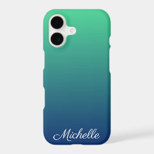 Personalized green and blue ombre iPhone 17 case