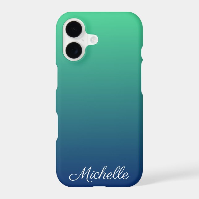 Personalized green and blue ombre Case-Mate iPhone case (Back)