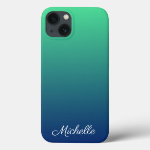Personalized green and blue ombre Case-Mate iPhone 13 Case