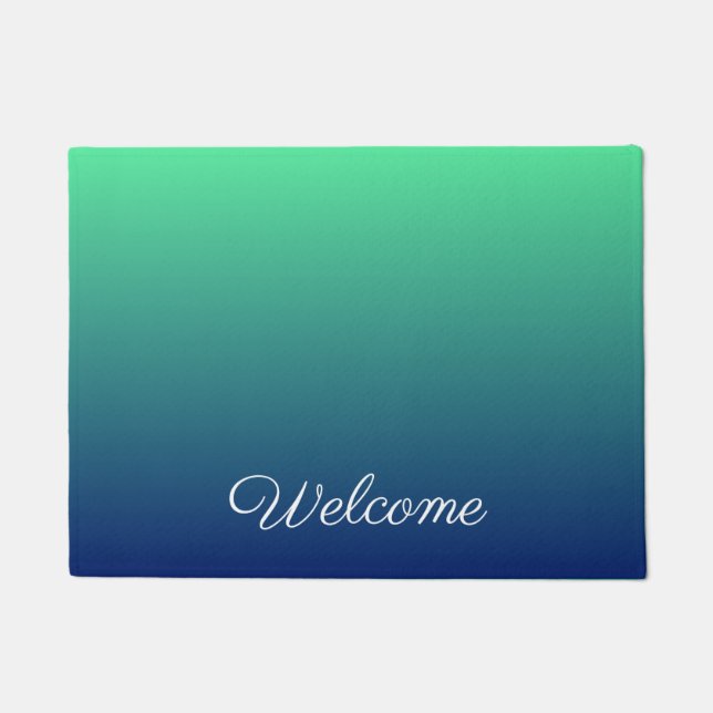 Personalized green and blue ombre doormat (Front)
