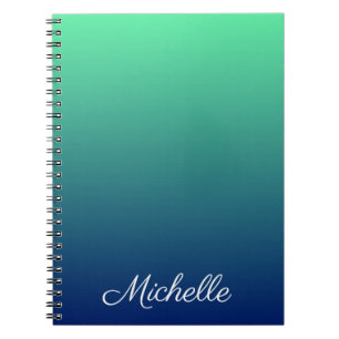 Personalized green and blue ombre notebook