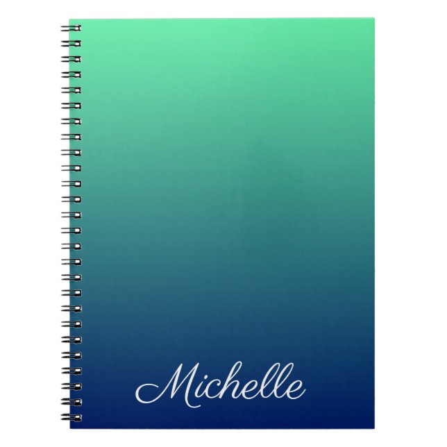 Personalized green and blue ombre notebook (Front)