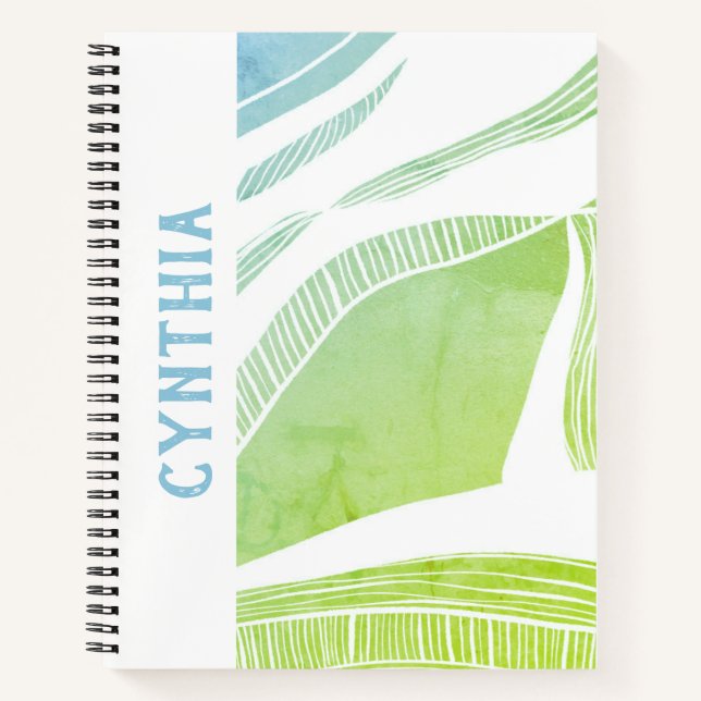 Personalized Green and Blue Wave Notebook (Front)