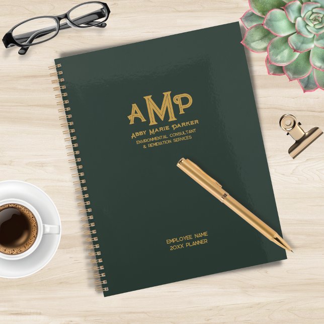 Personalized Green and Gold 3 Letter Monogram Logo Planner (Creator Uploaded)
