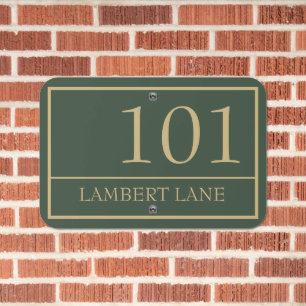 Personalized Green And Gold Metal Sign