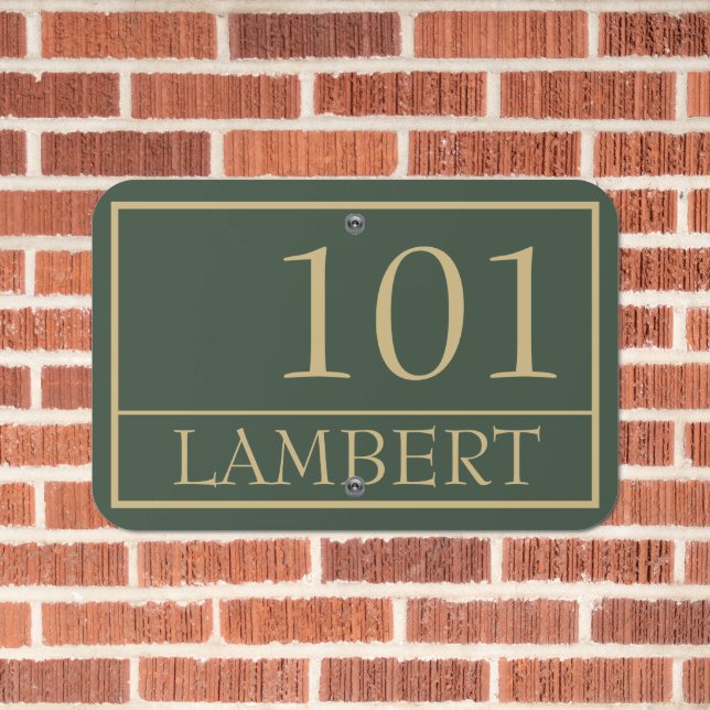 Personalized Green And Gold Metal Sign (In Situ(Brick))