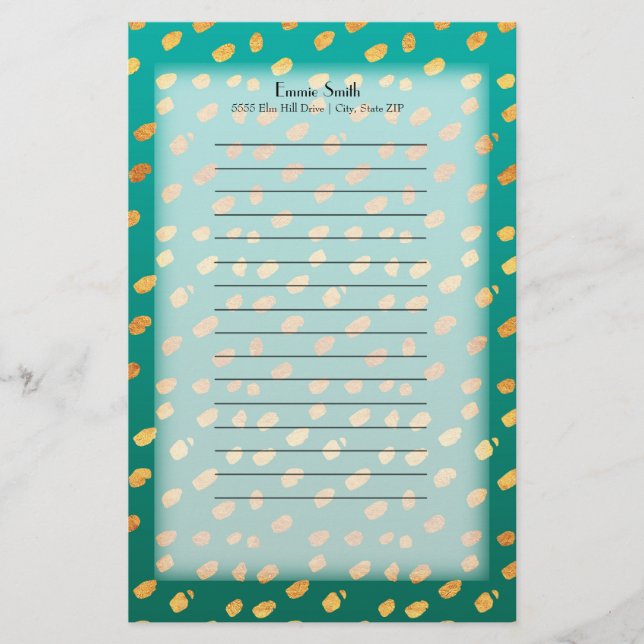 Personalized Green and Gold with Translucent Stationery (Front)