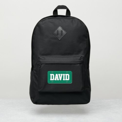 Personalized Green and White License Plate Port Authority Backpack