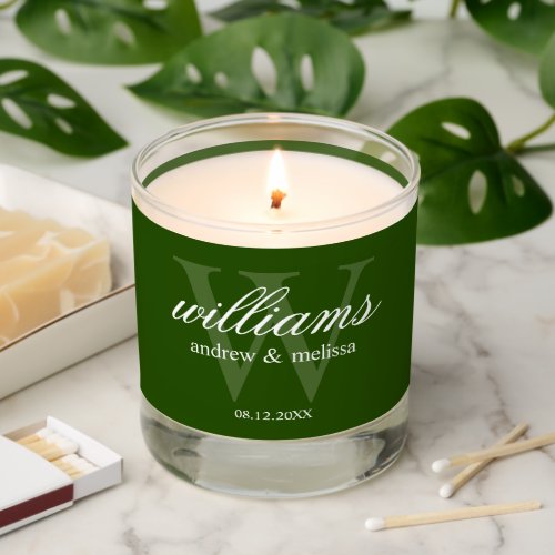 Personalized Green and White Monogram Scented Candle