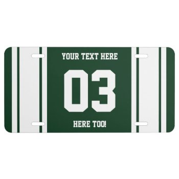 Personalized Green And White Sports Stripes License Plate by FalconsEye at Zazzle