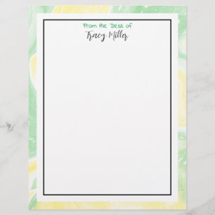 Personalized Green and Yellow Marble Fancy Letterhead