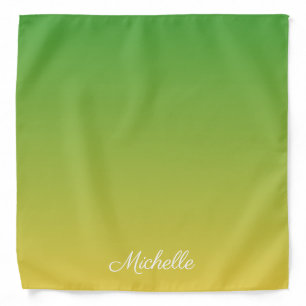 Personalized green and yellow ombre bandana