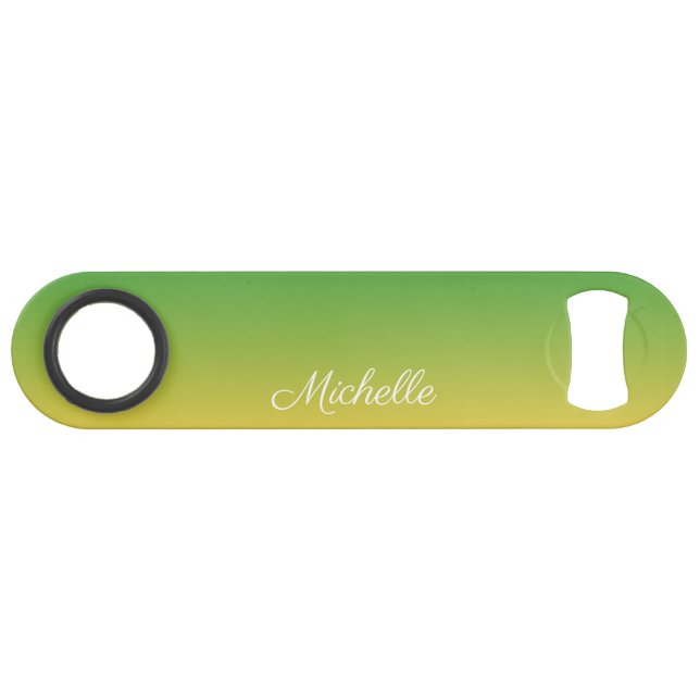 Personalized green and yellow ombre bar key (Front (Horizontal))